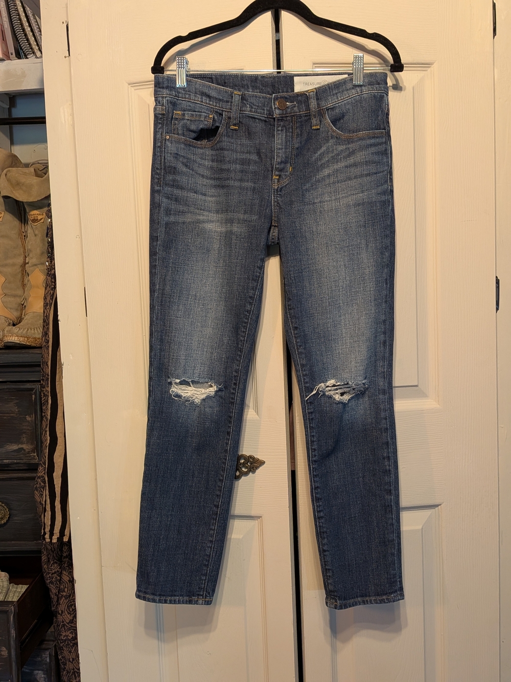 Treasure & Bond Skinny Boyfriend Ripped Blue Jeans Size 27